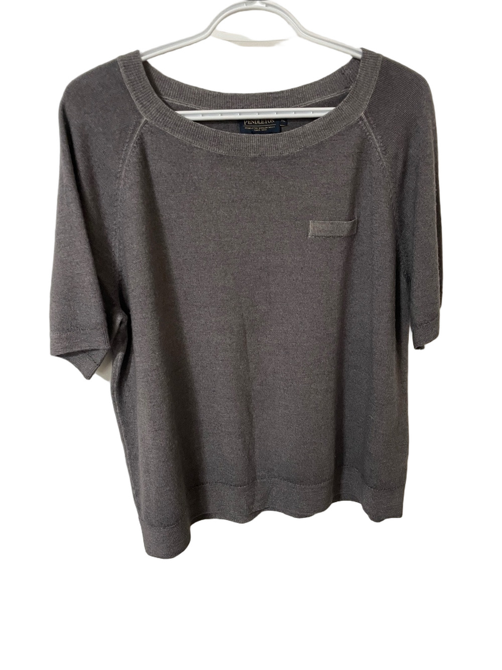 Pendleton Merino Wool Short Sleeve Grey Sweater Size XL